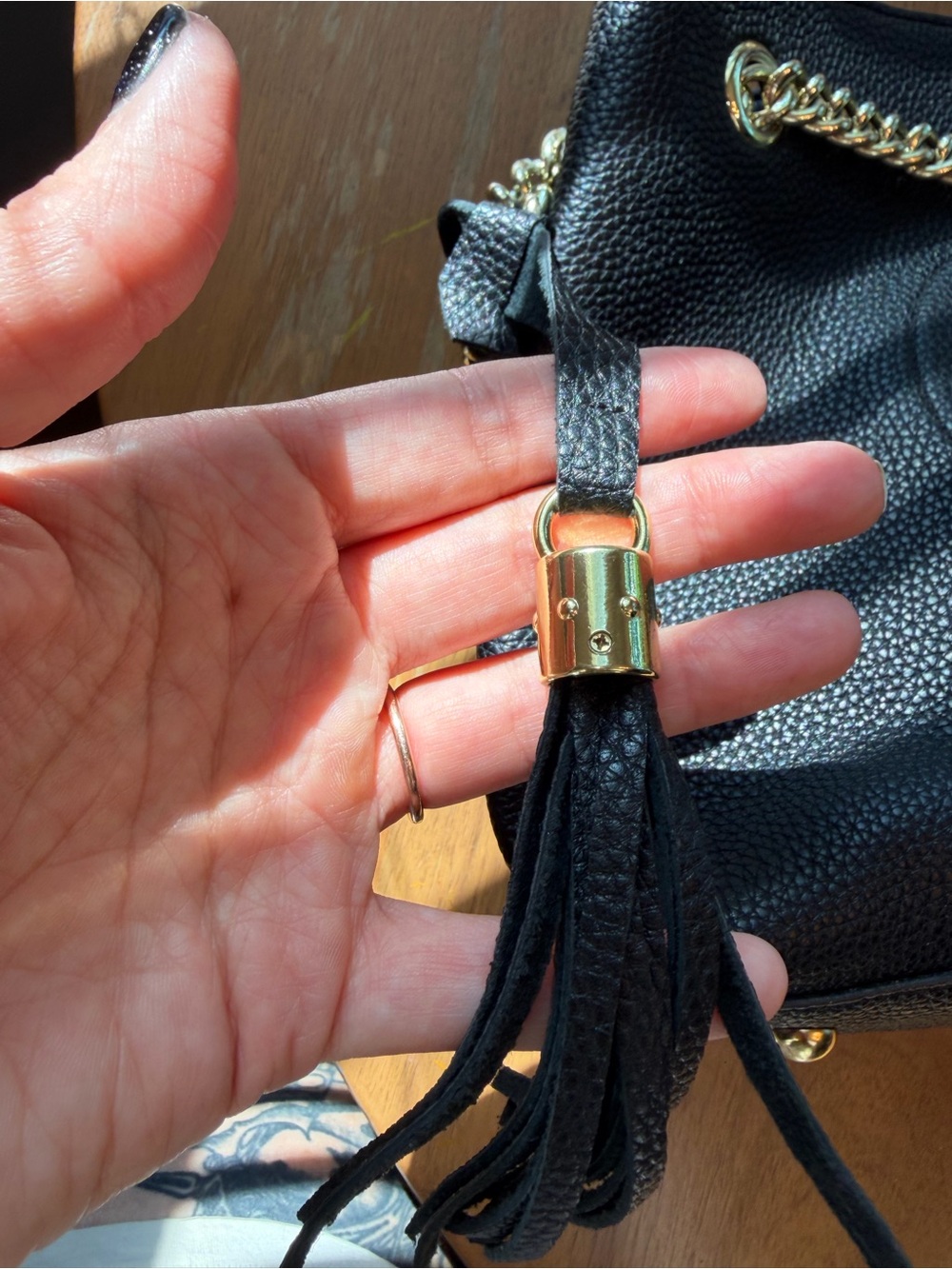Designer Inspired Embossed Logo shoulder bag with chain strap - Picture 8 of 11